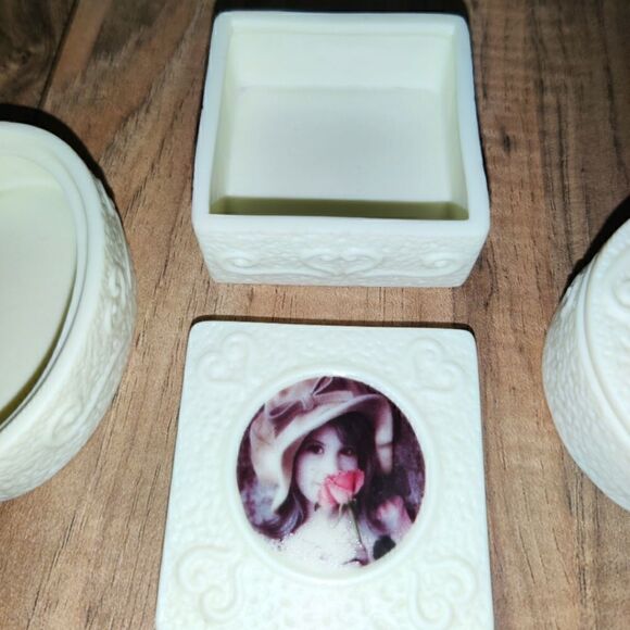 Pretty As A Picture Trinket Box Kim Anderson Set Of 3 Vintage Enesco 1999 - Picture 2 of 7